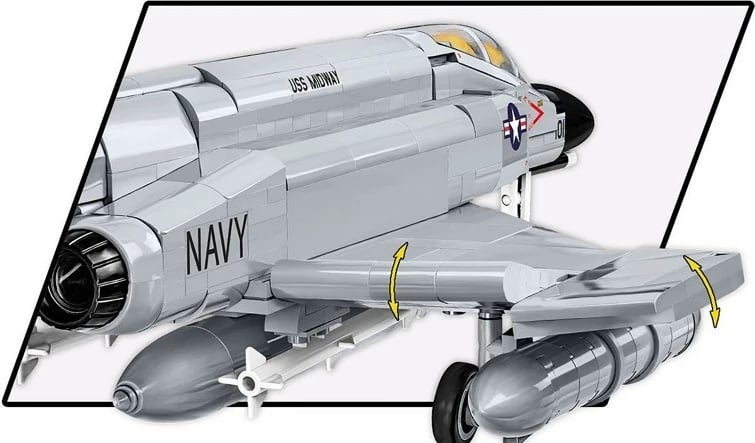 Set blloqesh Cobi Klocki Armed Force F-4 Phantom II, 703 pjesë, gri