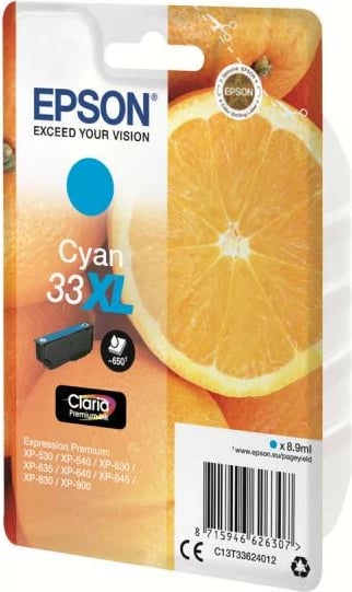 Patron bojë, Epson, 33XL (C13T33624012), XL 8.9 ml, cyan