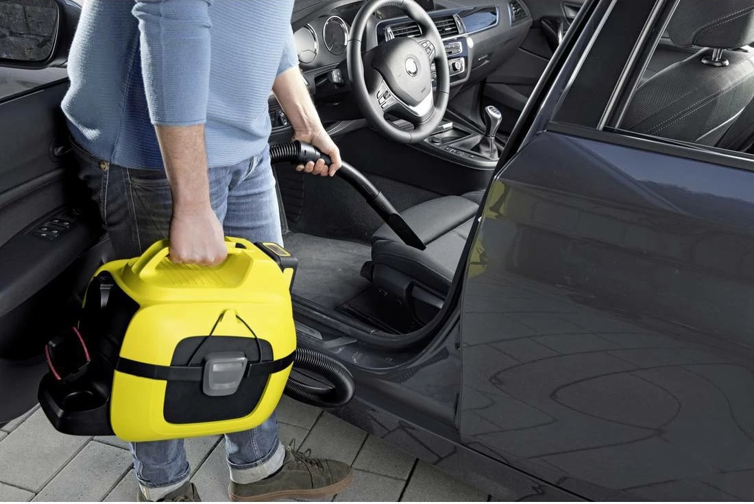 Fshesë me vakum lagë-thatë pa kabllo, Karcher WD 1 Compact Battery complete 1.198-301.0, 18 V, 230 W, 7 L, me bateri dhe karikues, e verdhë