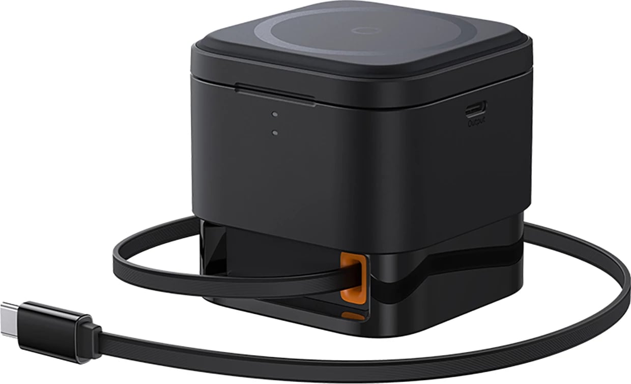 Karikues wireless 3-në-1 Baseus MagPro, 25W, MagSafe, për telefon, kufje e smartwatch, i zi