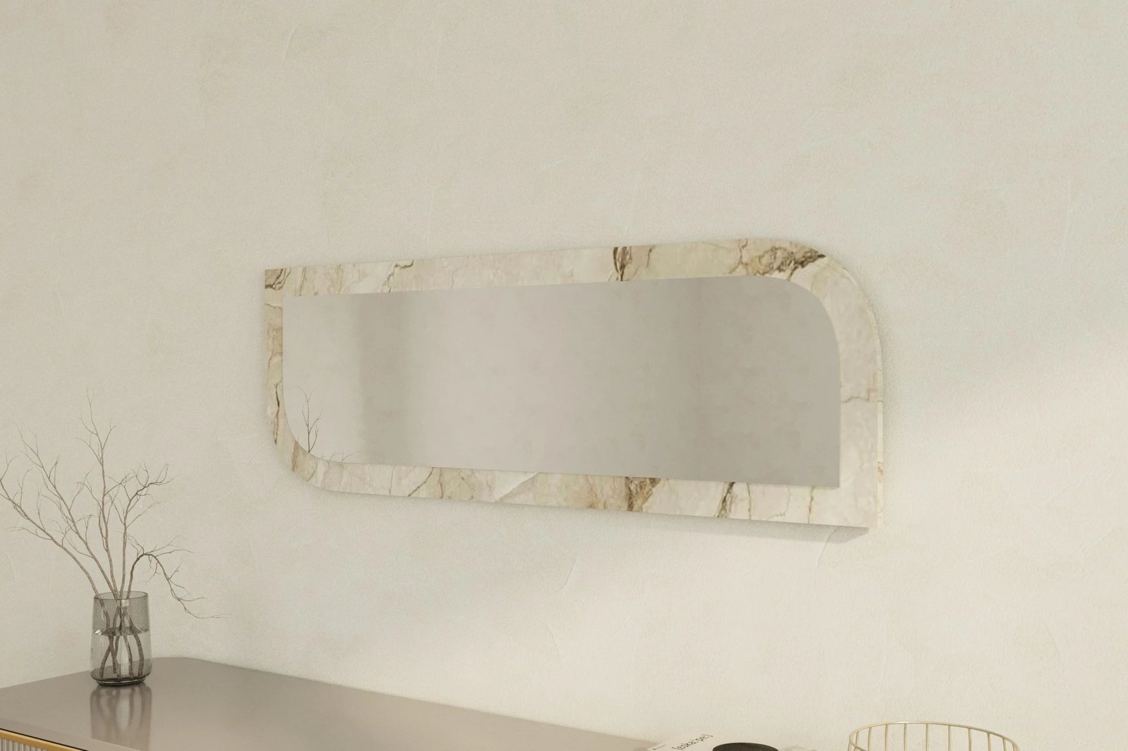 Pasqyrë Hanah Home, Arni, ngjyrë Ephesus dhe mermeri, 40x120cm