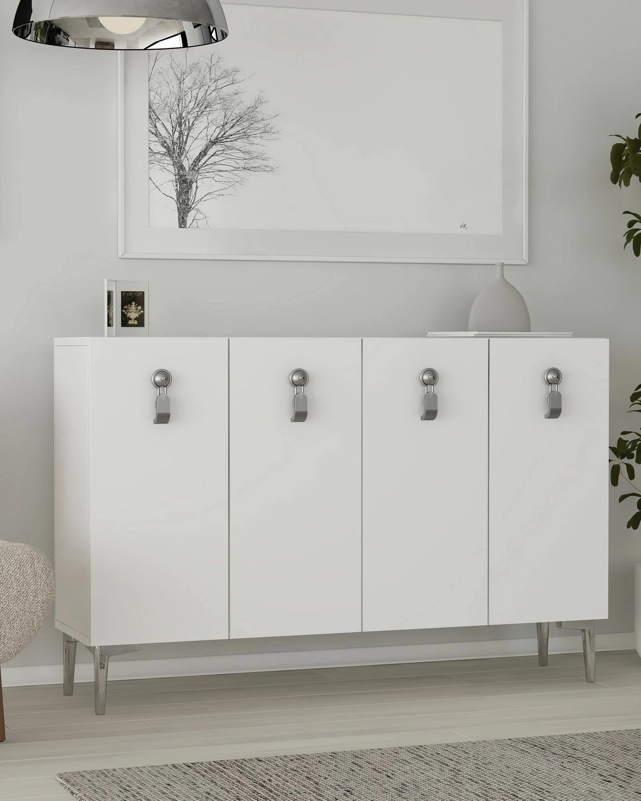 Konsol Skye Decor, 8181KM-64, e bardhë, argjend