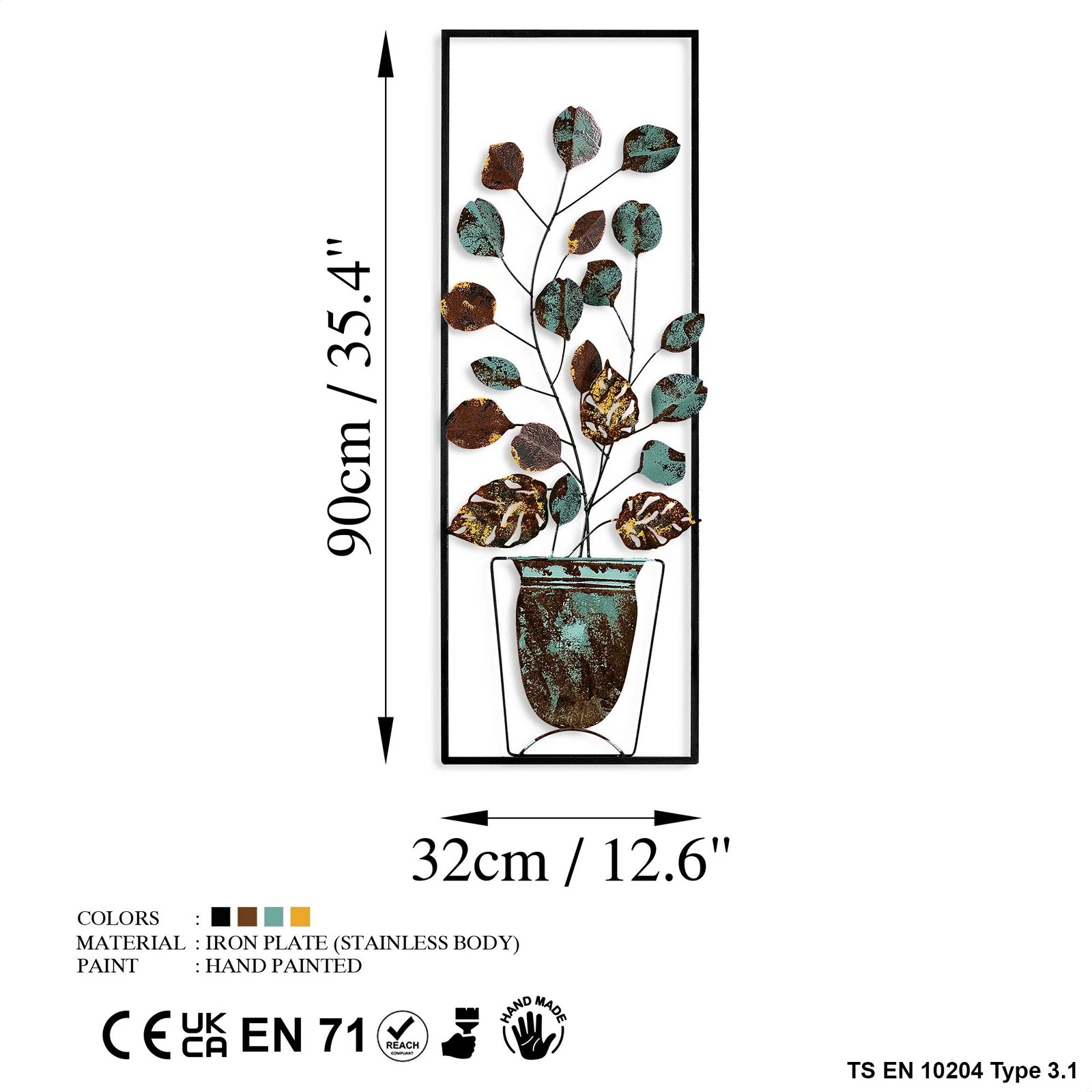 Aksesor dekorativ metalik për mur Wallity, Alder - 077 (3)