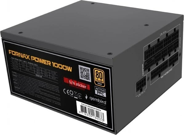 Kasë furnizimi Gembird Fornax Power 1000W, modular, 80 PLUS Gold, e zezë