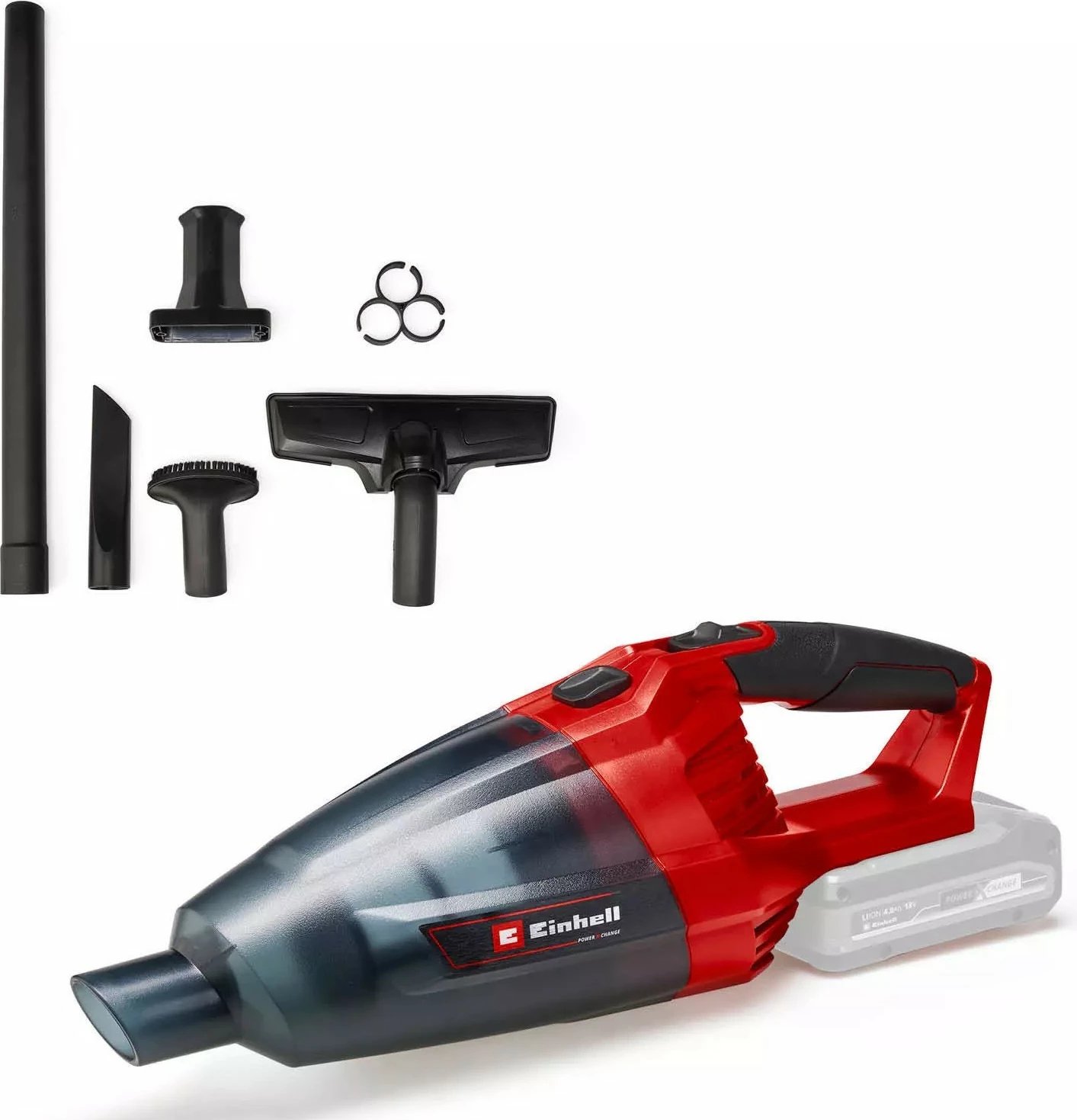 Fshesë dore Einhell TE-VC 18 Li solo, 18V, pa qese, zi/kuqe Fshesë dore Einhell TE-VC 18 Li solo, 18V, pa qese, zi/kuqe