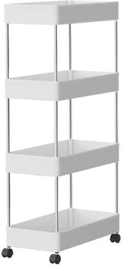 Karrocë plastike me 4 rafte NEXT, H86x40x22cm, Bardhë