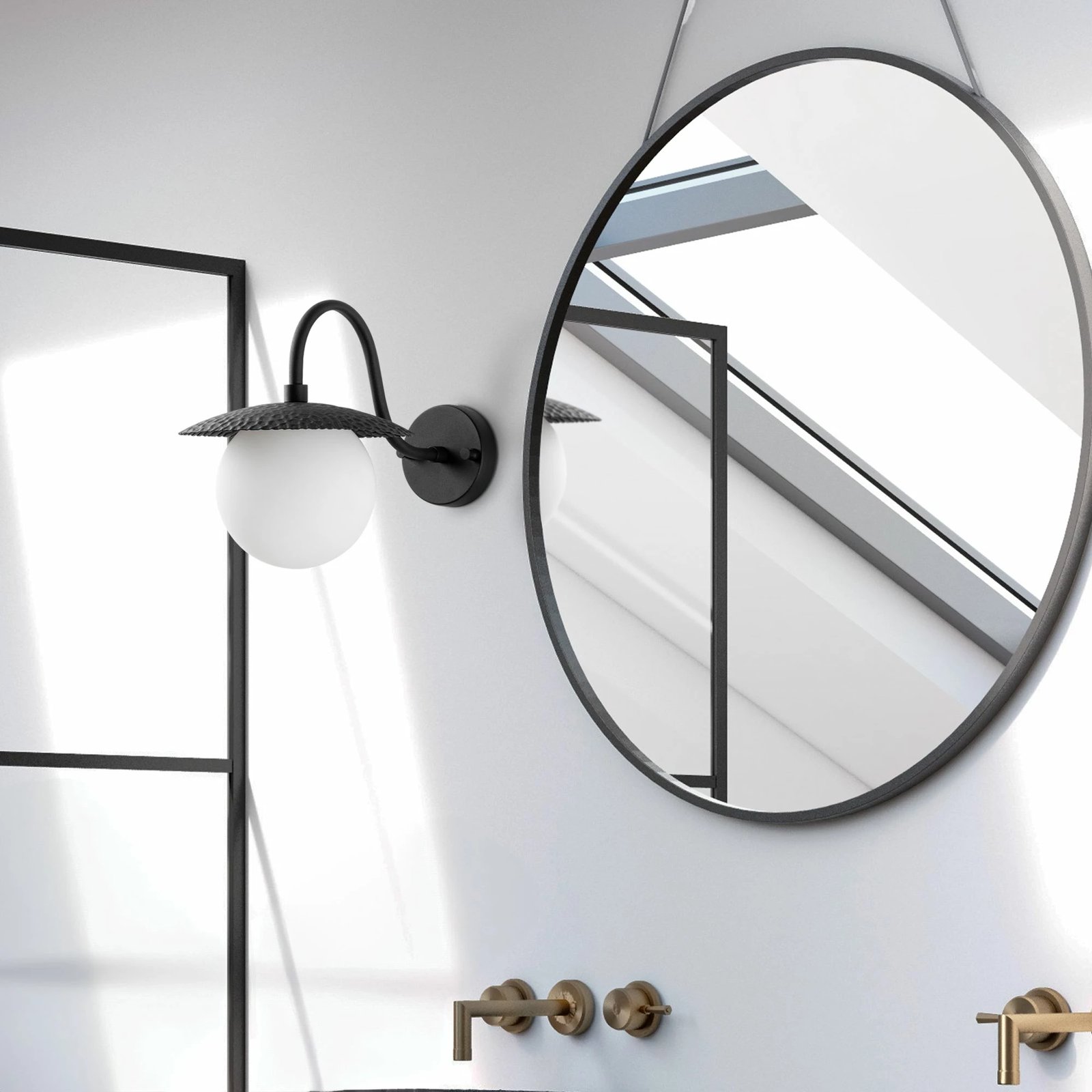 Llambë muri Opviq, Anemon - 15002, metal dhe qelq, e zezë