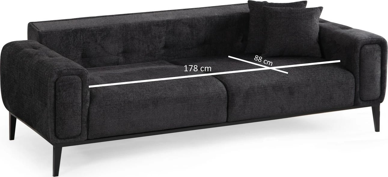 Divan-krevat treshe Athena, ngjyrë e zezë