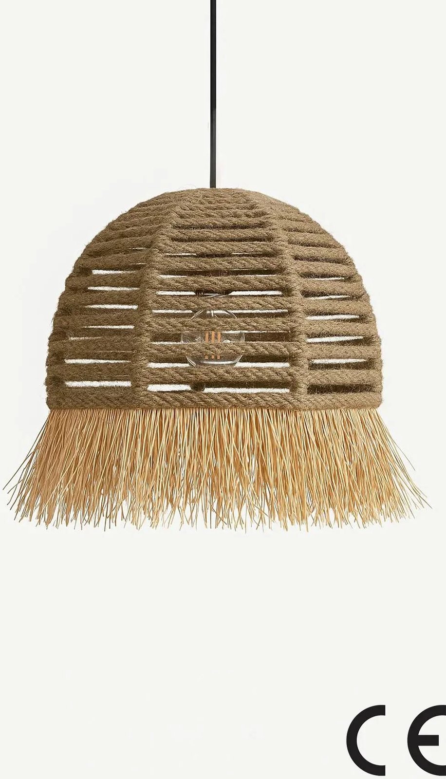 Llambë tavani Opviq, BK070, ngjyrë ecru, kapak rafie, lartësi e rregullueshme Llambë tavani Opviq, BK070, ngjyrë ecru, kapak rafie, lartësi e rregullueshme