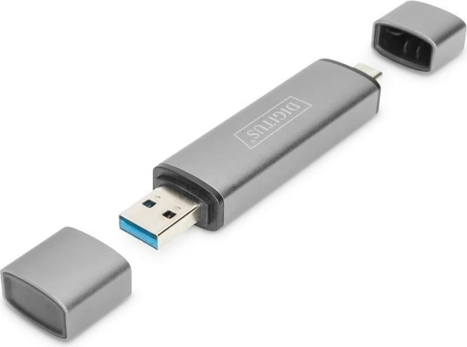 Lexues kartelash Digitus DA-70886, 3 porta, USB Type C/USB 3.0, alumini, Gri