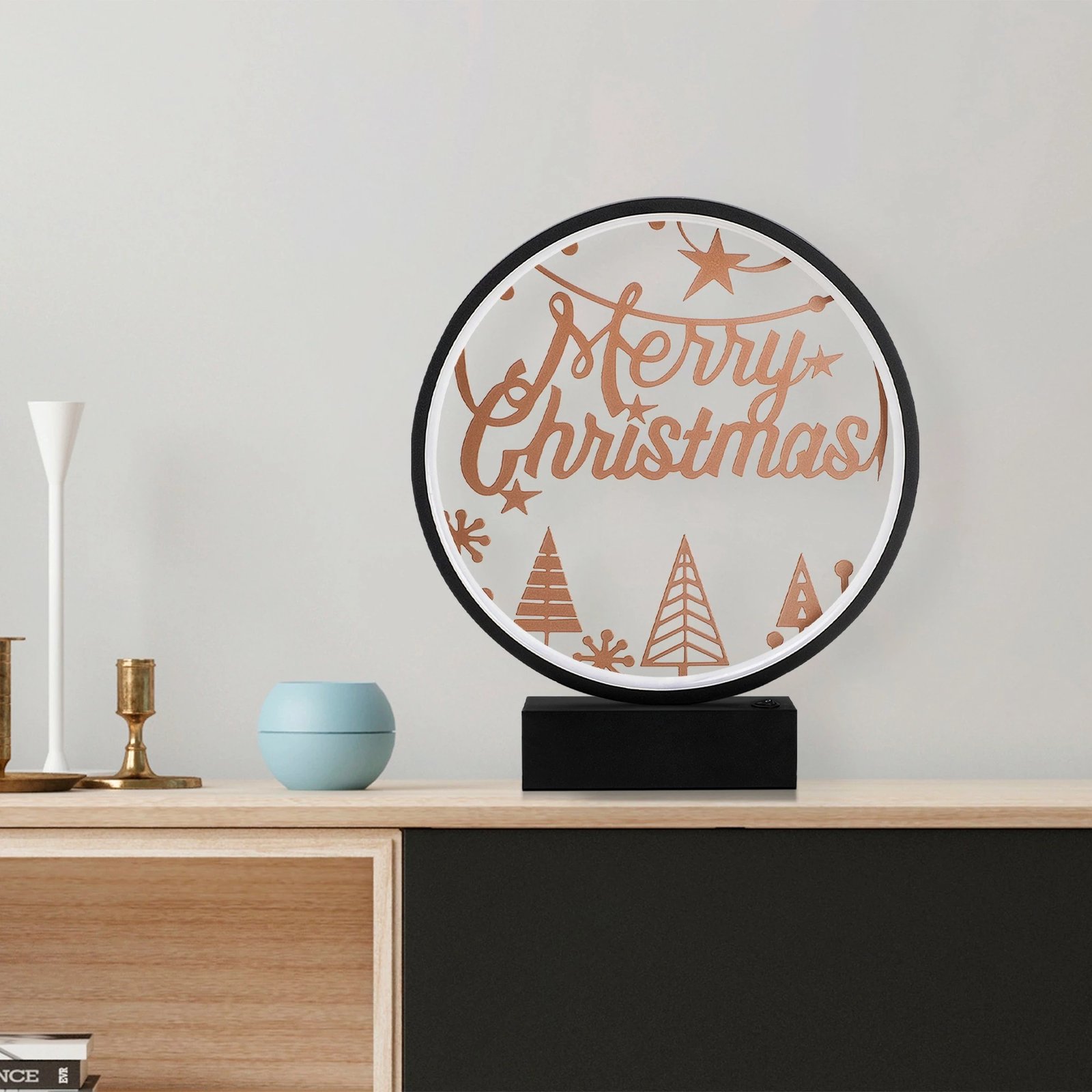 Llambë tavoline Opviq, model XMAS4, ngjyrë e zezë dhe bakri