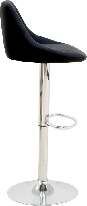 Karrige për bar Boronez, lartësi e rregullueshme, lëkurë artificiale e zezë, bazë kromi, 47x49x112cm, set prej 2 copash