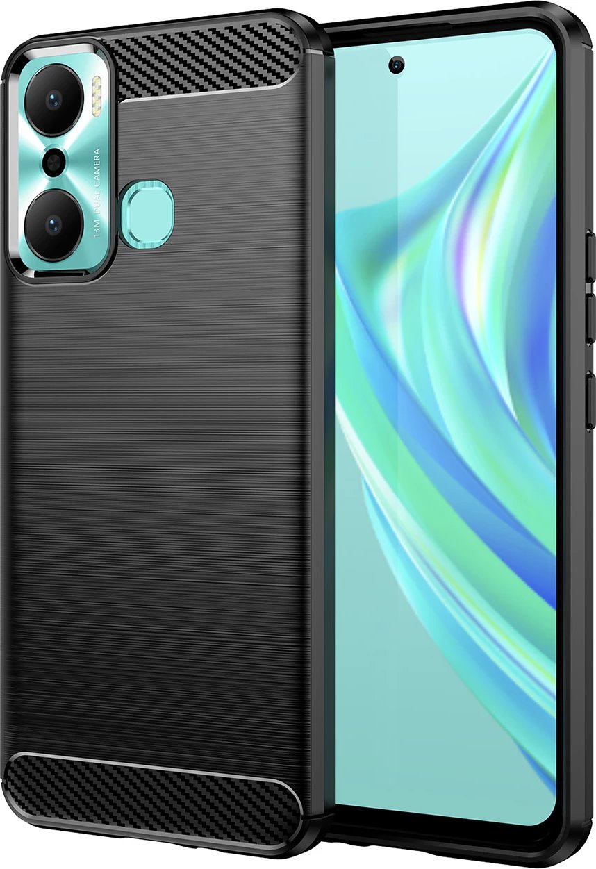 Mbështjellës Hurtel Carbon Case për Infinix Hot 20 Play, TPU, i zi