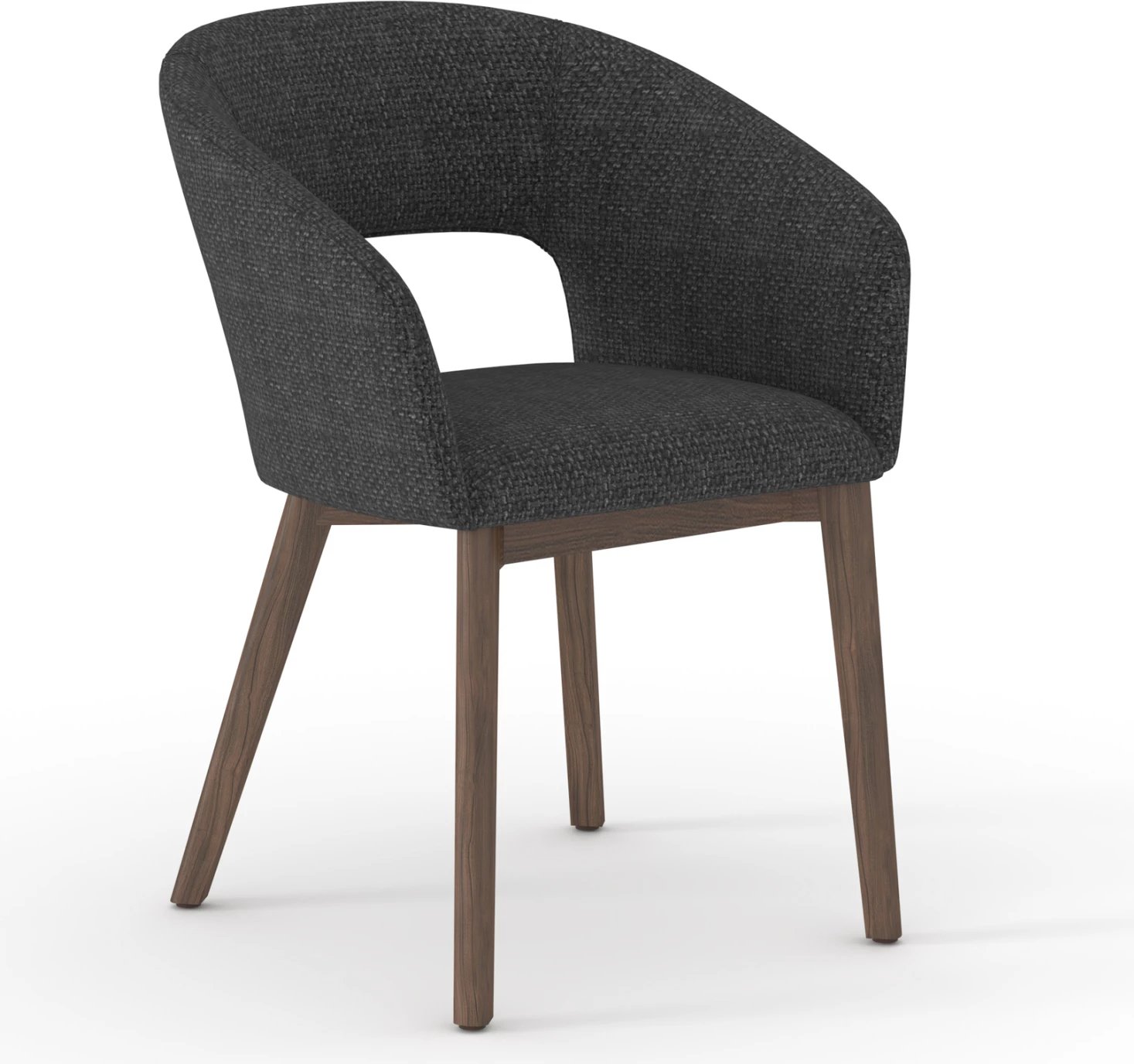 Karrige ngrënieje EMPIRE, material stof i errët, këmbë dru frashëri, ngjyrë arre, 55x56x78cm