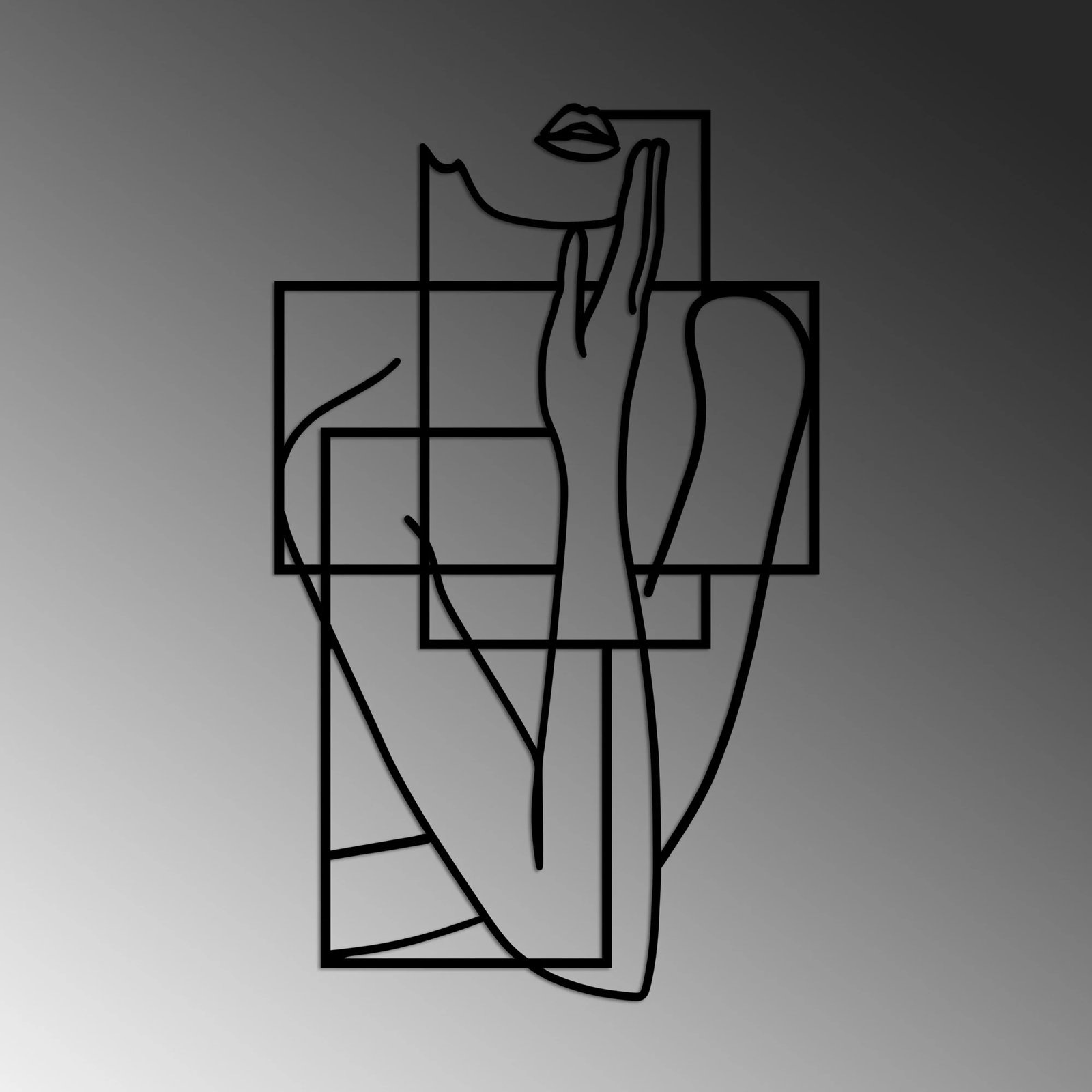 Aksesor dekorativ metalik për mur, Wallity, Think - L, ngjyrë e zezë