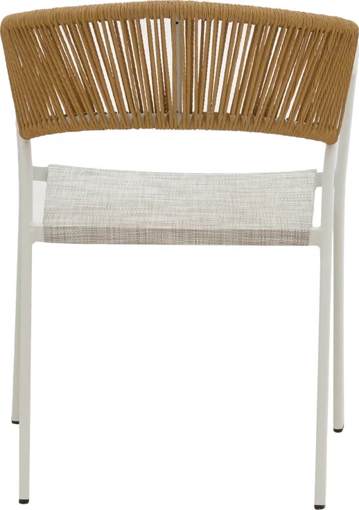 Karrige alumini Glisten e grumbullueshme, kornizë e bardhë-tekstilen, ratan natyral, 56x62x77cm