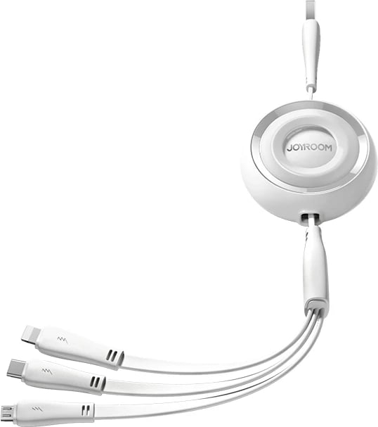 Kabllo karikimi 3-në-1 Joyroom S-A40, 1m, USB-A në USB-C / Lightning / microUSB, Bardhë