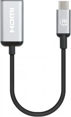 Kabllo USB-C në HDMI Manhattan, 4K@60Hz, 15cm, E zezë