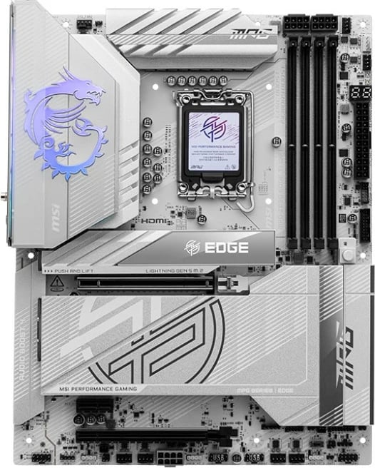 Pllakë amë MSI MPG Z890 EDGE TI WIFI LGA1851 DDR5 ATX Wi‑Fi 7 Thunderbolt 4 e bardhë