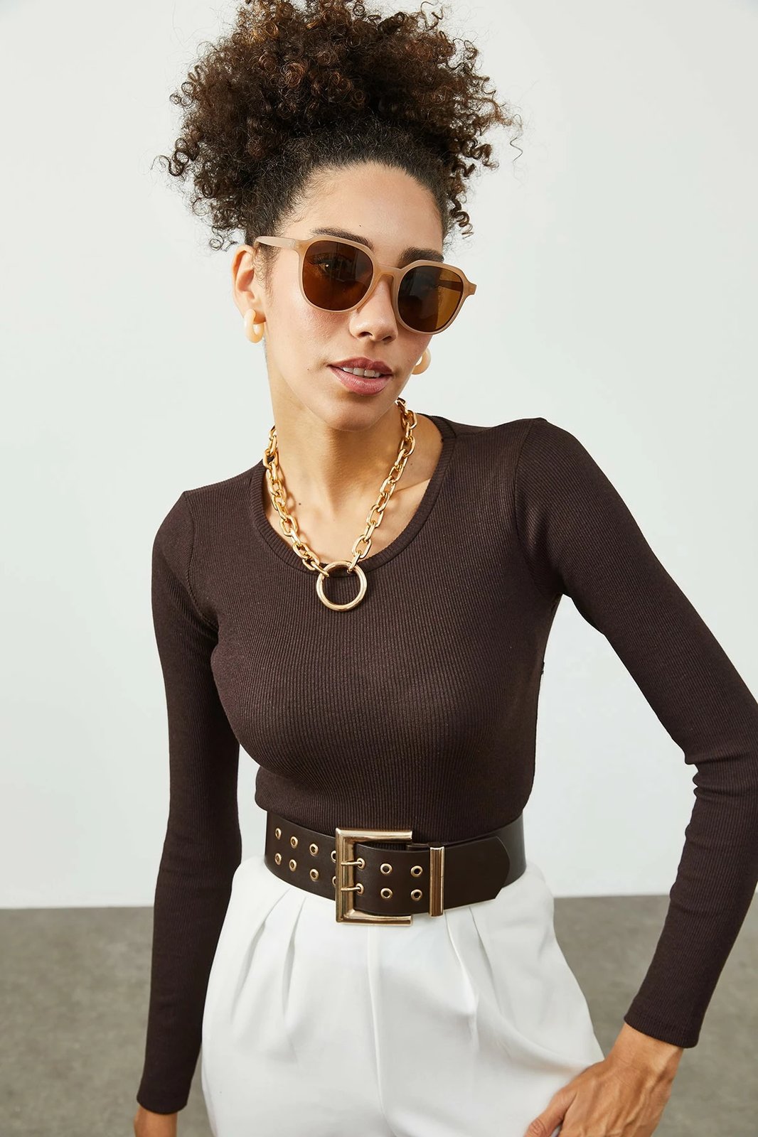 Bluzë për gra, Jumeon, X2363, ngjyrë kafe