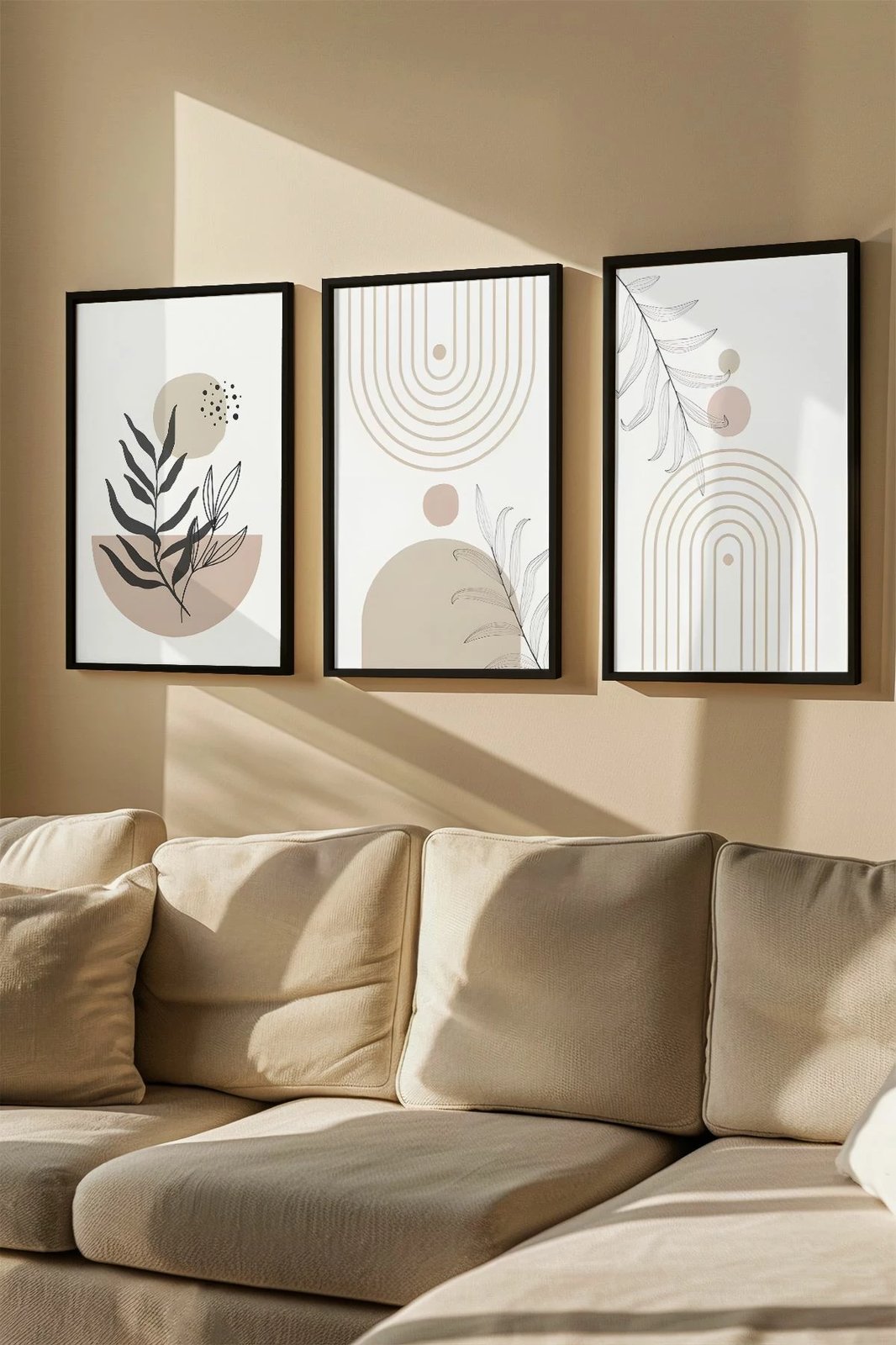 Pikturë dekorative me kornizë, 3 pjesë, Wallity, Artvmodel7-Sıyah