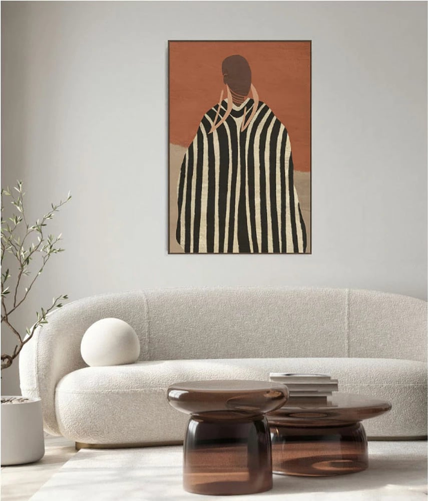 Pikturë dekorative me kornizë, 80x120x4.3cm, kanavacë, ngjyrë terrakote, bezhë, kafe