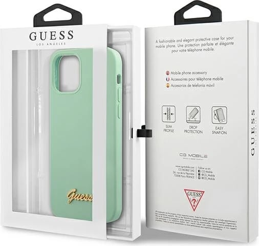 Mbështjellës Guess GUHCP12SLSLMGGN për iPhone 12 mini 5.4", silikon, e gjelbër