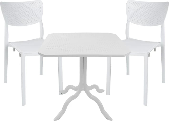 Tavolinë me karrige Icon-Ignite, 3 copë, PP, ngjyrë e bardhë