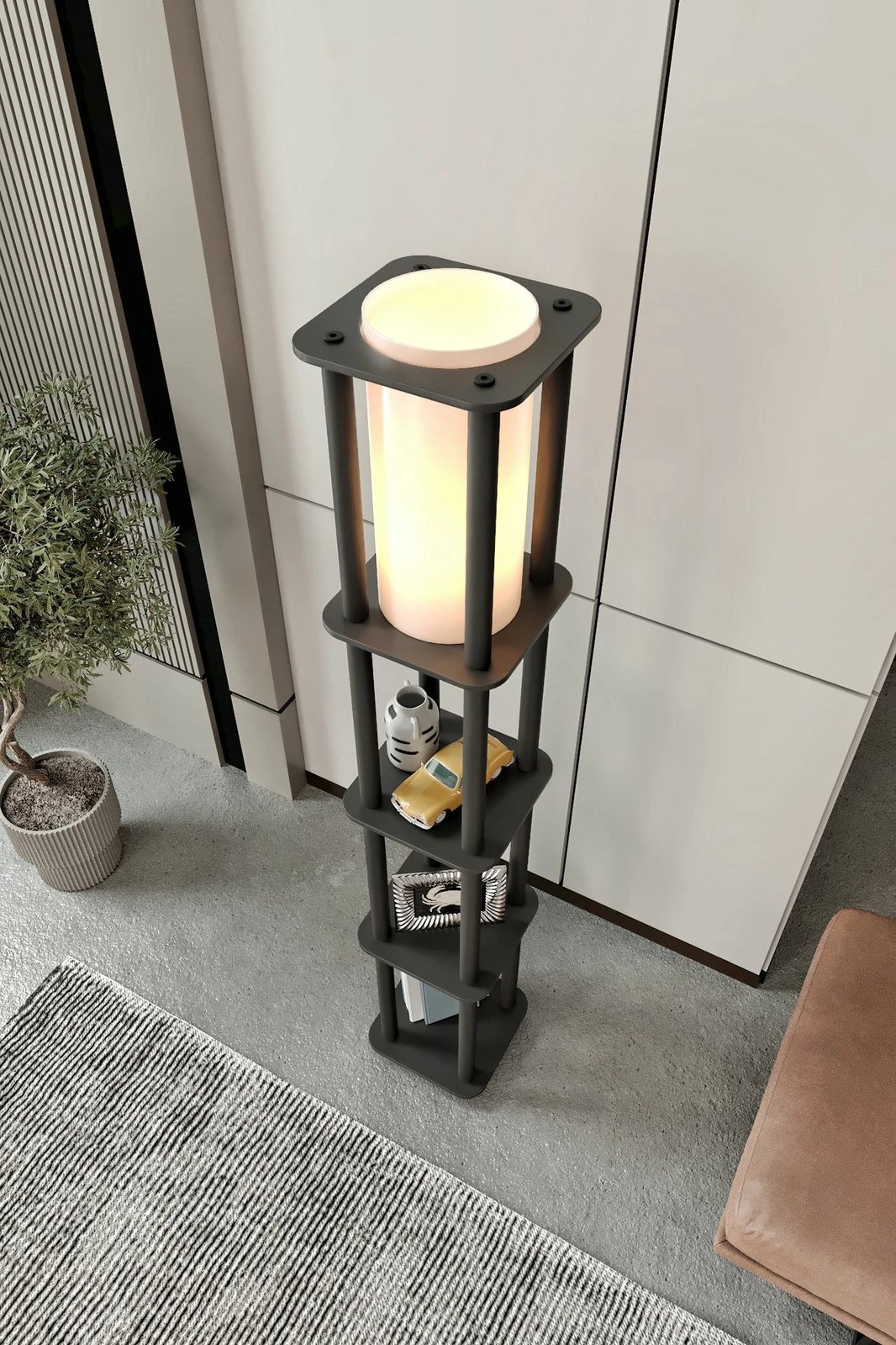 Llambë dyshemeje Opviq, Estantes Square, e zezë