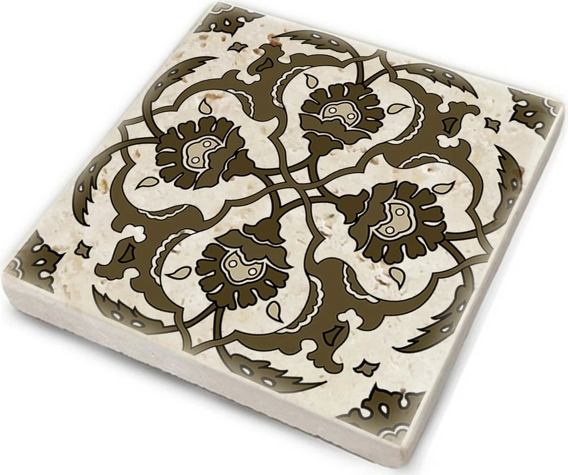 Nënkupa guri natyral Hermia, shumëngjyrëshe, TAB368883734, set prej 4 copësh, 10x10x1cm
