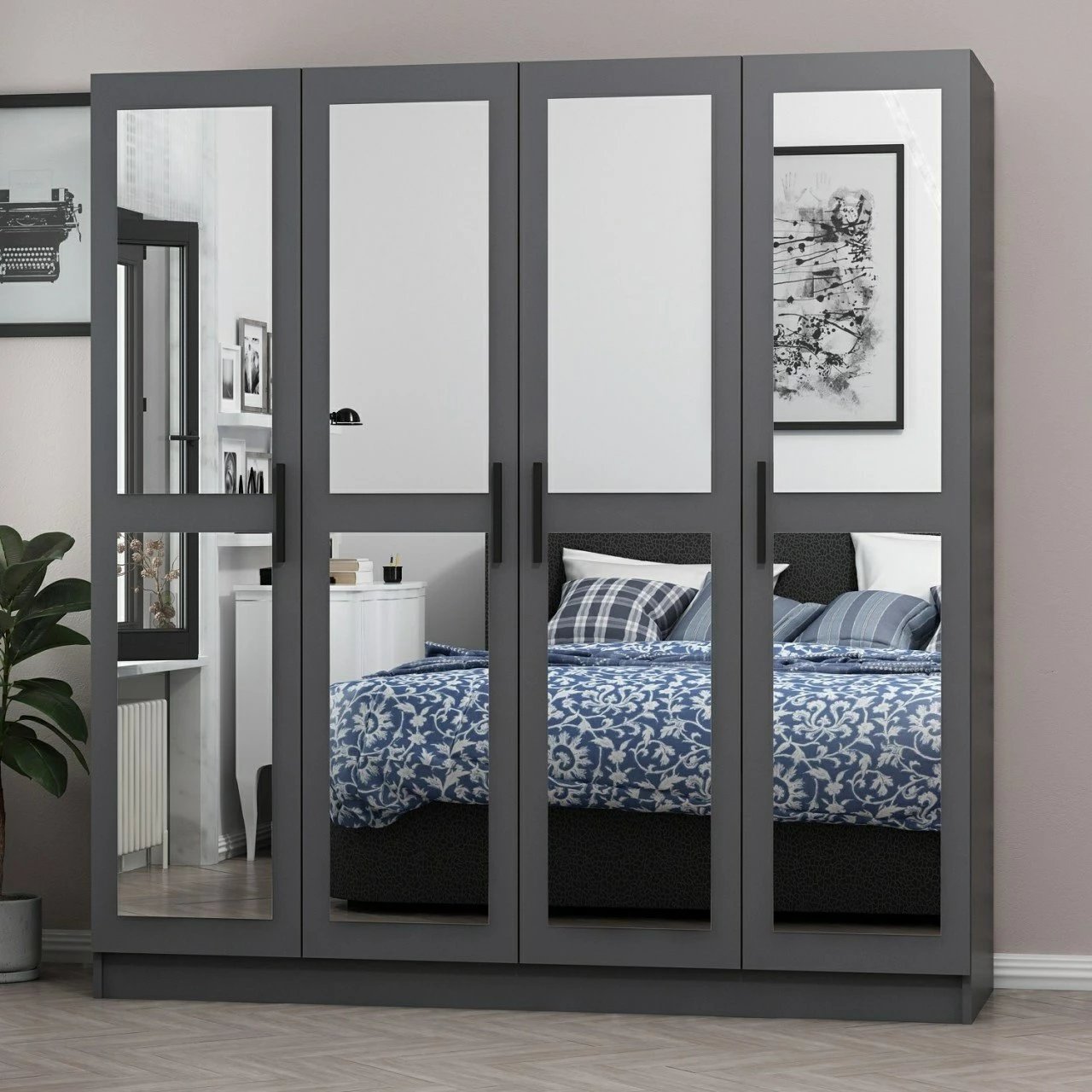 Dollap i madh për dhomë gjumi, ngjyrë antracit, Skye Decor - 4985