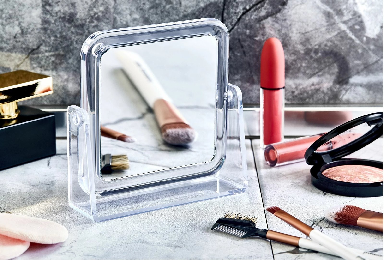 Pasqyrë make-up, akrilike, transparente, Evila Originals, FT - 071, 13.2x3.5x13.5cm