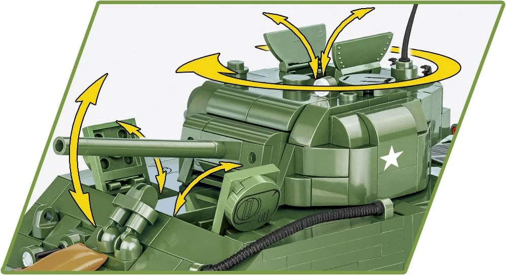 Set lodrash ndërtimi Cobi Klocki 2570 M4A3 Sherman, 852 pjesë, jeshile