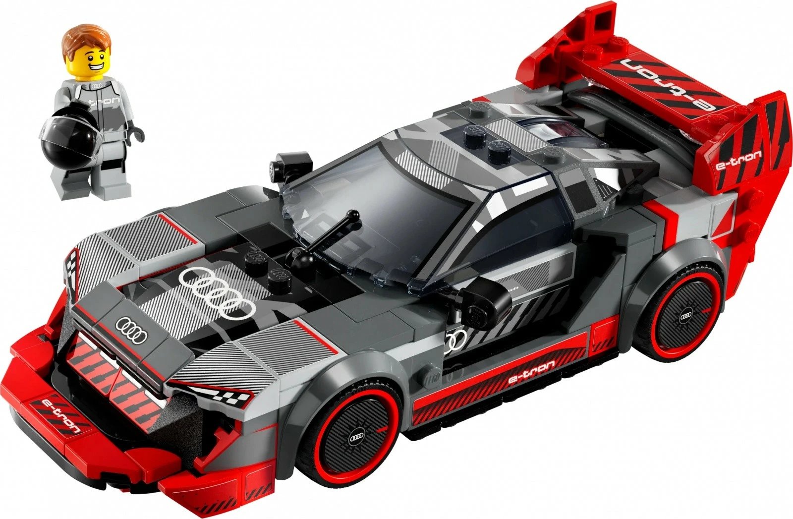 Set ndërtimi LEGO Speed Champions Audi S1 E-tron Quattro 76921, 274 pjesë, për fëmijë dhe koleksionistë, gri/kuqe