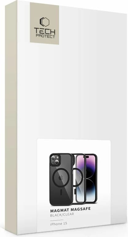 Mbështjellës Tech-Protect MagMat MagSafe për iPhone 15, Transparent/Black