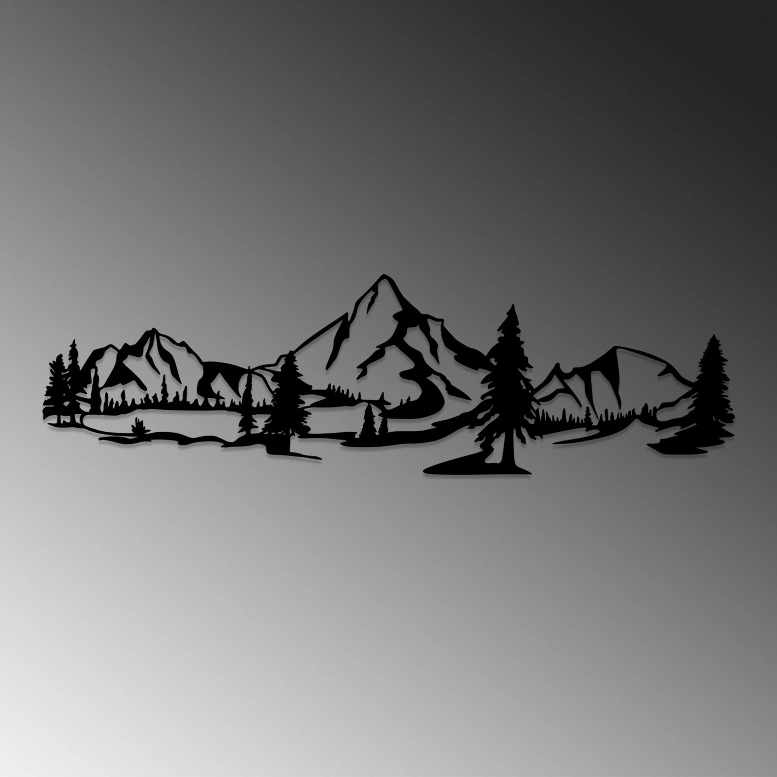 Aksesor dekorativ metalik për mur, peizazh, Wallity, Landscape 4, ngjyrë e zezë, 20x70cm