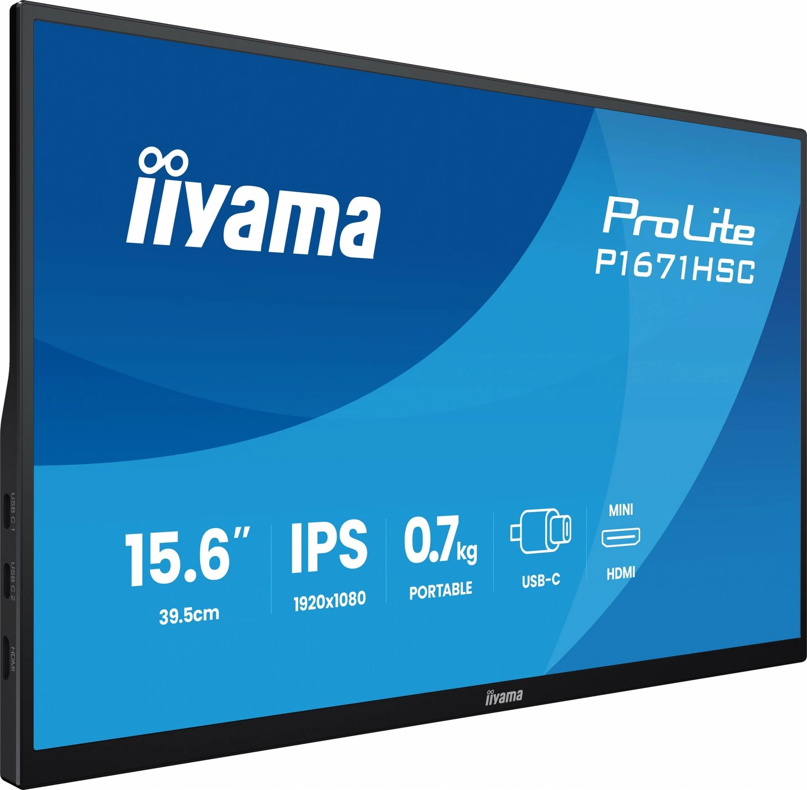 Monitor iiyama ProLite P1671HSC-B1, 15.6 inch, IPS, Full HD, USB-C, mini HDMI