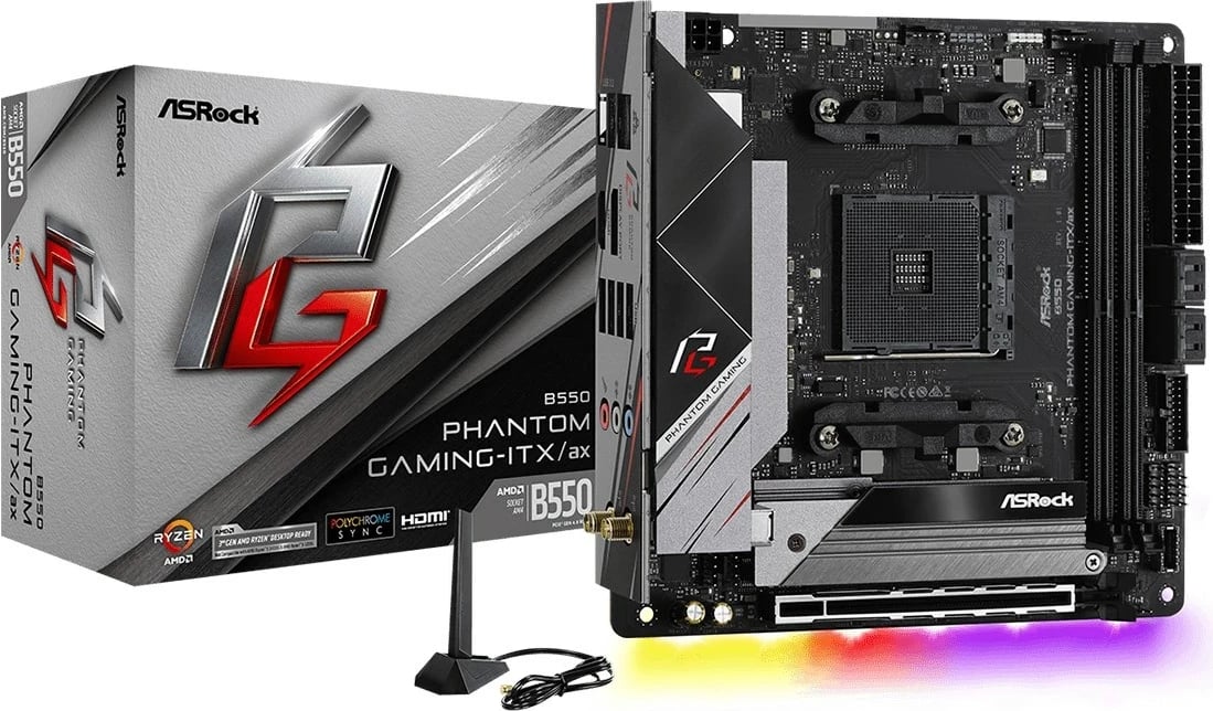 Pllakë amë Asrock B550 Phantom Gaming-ITX/AX, Socket AM4, mini ITX