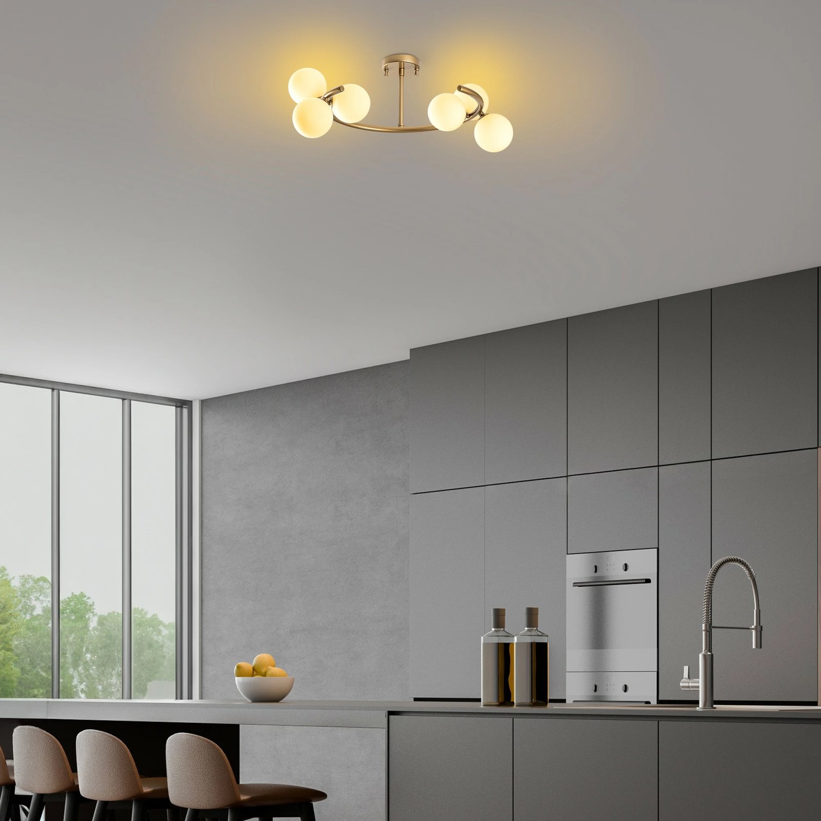 Llambë tavani Opviq, Luminar - 14141, ngjyrë ari, 55x50x30cm