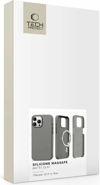 Mbështjellës Tech-Protect Silicone MagSafe për iPhone 16 Pro Max, Gri