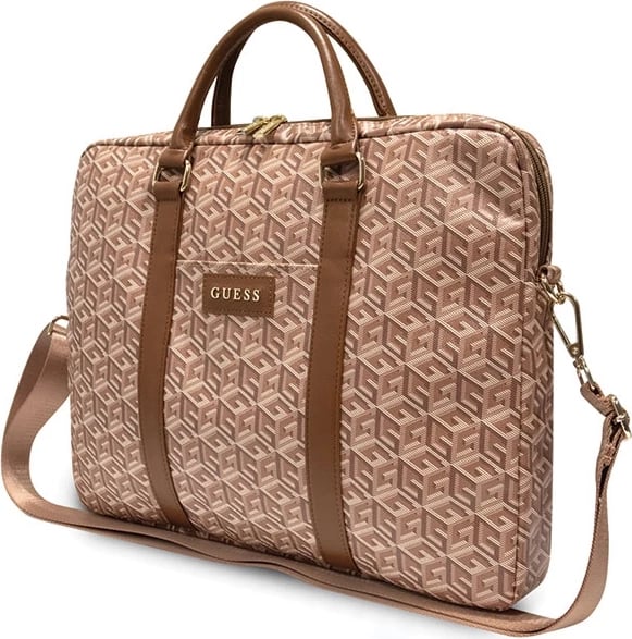 Çantë laptopi Guess GCube Stripes, 16 inç, Kafe