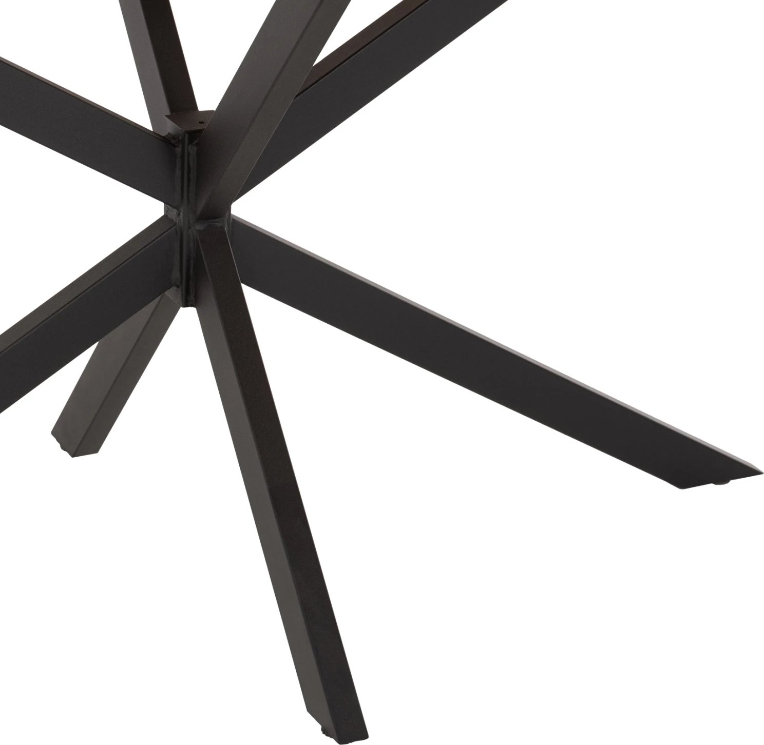 Tavolinë ngrënieje ovale RODDEN, sipërfaqe tavoline Werzalit, ngjyrë druri natyral, bazë metalike e zezë, 146x94x75H cm