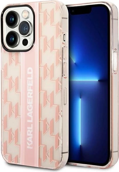 Mbështjellës Karl Lagerfeld Mono Vertical Stripe për iPhone 14 Pro 6.1", rozë