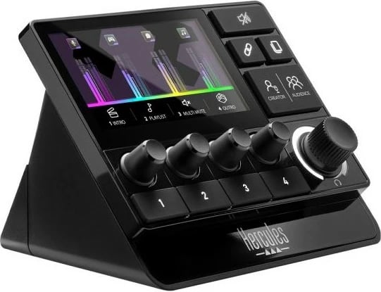 Kontrollues audio Hercules Stream 200 XLR, butona të programueshëm, USB Type-C, i zi