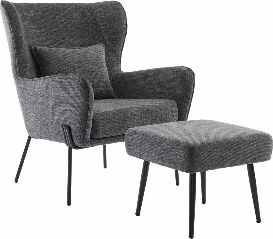 Set ulëse relaksuese me stol, ngjyrë gri e errët, 84x74x97.5