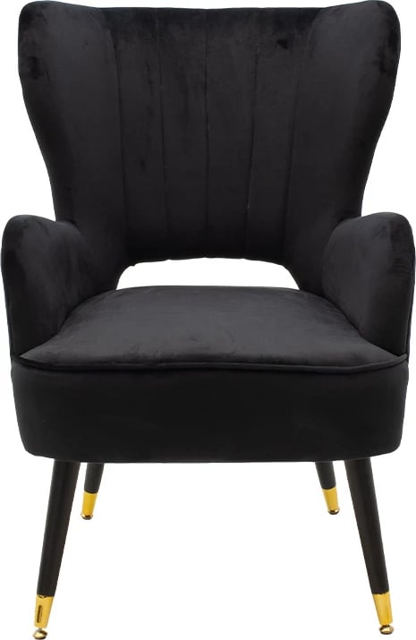 Fotel Lark në kadife të zezë 65x74x90cm