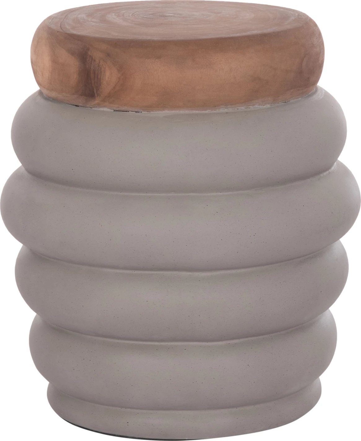 Tavolinë anësore PUFFAT, fibër-cement gri, sipërfaqe dru tik, FH18172.03, 45x46cm