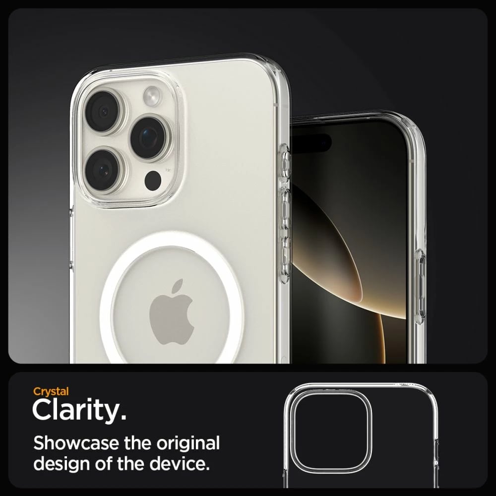 Mbështjellës, Spigen Liquid Crystal Mag MagSafe për iPhone 16 Pro, TPU i hollë me airbag në qoshe, kompatibil me karikim MagSafe, transparent