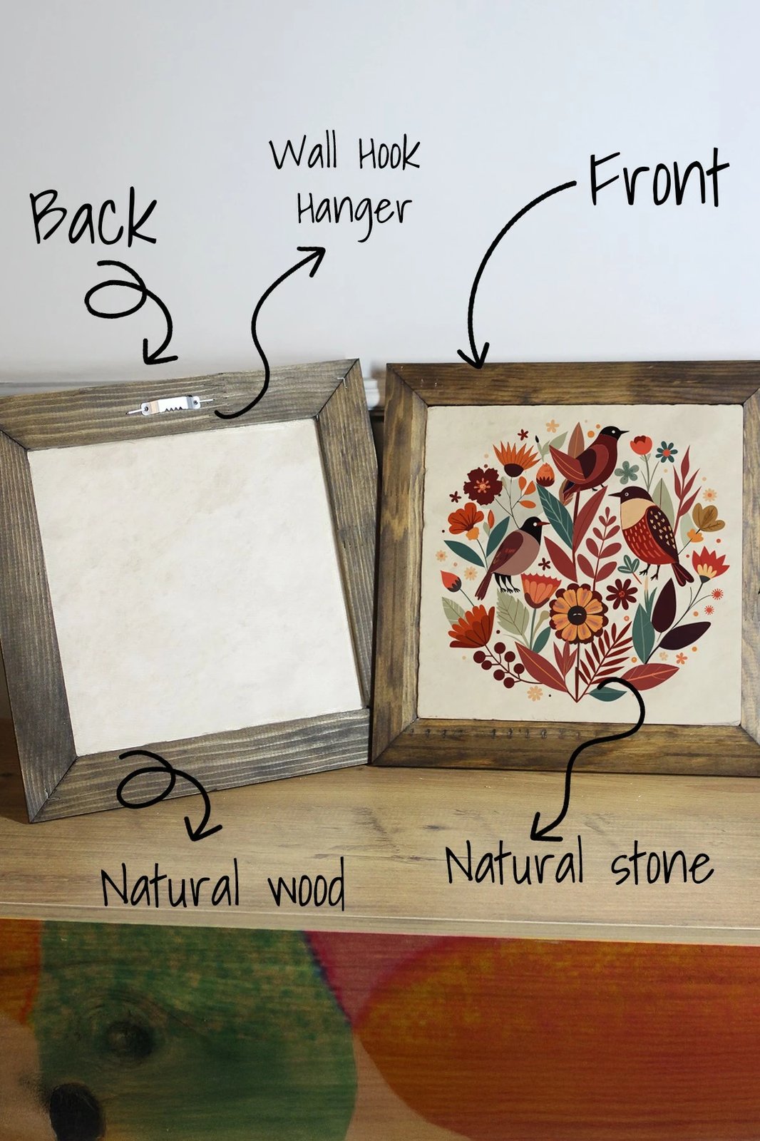 Pikturë dekorative me kornizë, Wallity, Ersytastablo22 - 16, shumëngjyrëshe, 15.5x15.5cm