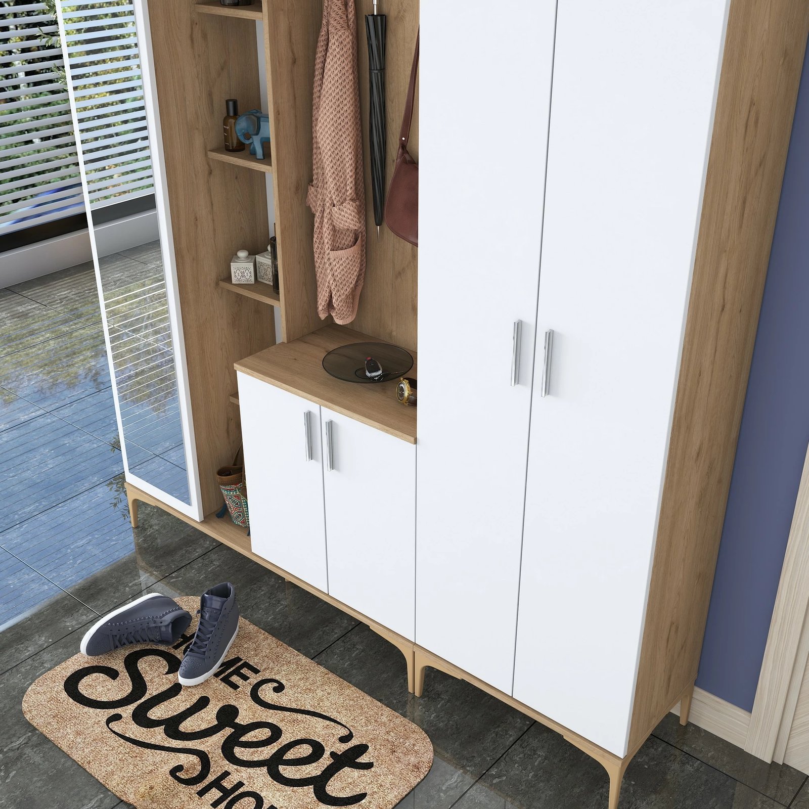 Stendë korridori Skye Decor, ngjyrë arrë dhe e bardhë, EA128 - 2795